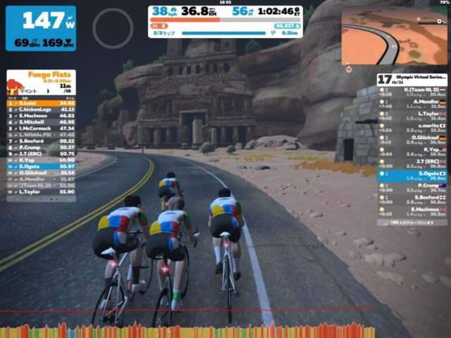 ZWIFT　オリンピックバーチャルシリーズ　参加 Olympic Virtual Series: Chase Race