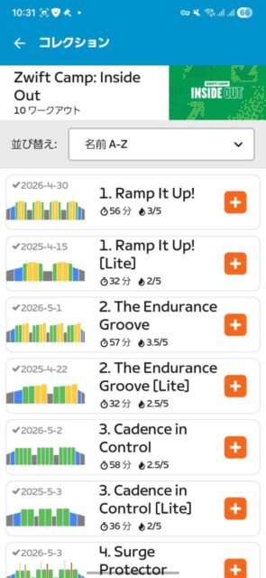 ￼Zwift CampのInside Out(Long)を埋めました